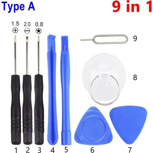 1000Sets/Lot 9 in 1 Mobile Phone Pry Opening Tool Screwdriver Set Kit for iPhone 4 5G 5S 6 6S 7 Plus Samsung Galaxy Repair
