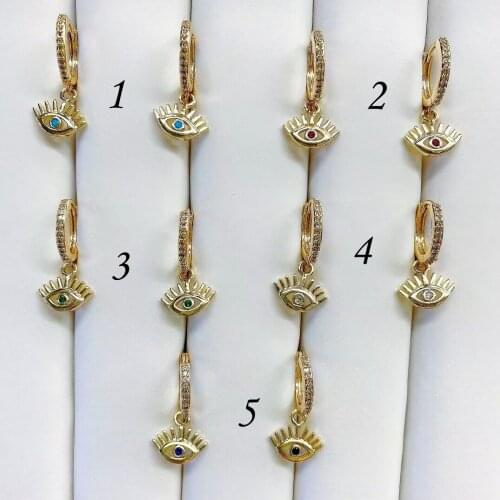 5 Pairs, Fashion Zirconia Gold Small Hoop Earrings For Women Girls Luxury Crystal CZ Eye Earrings For Women New Jewelry