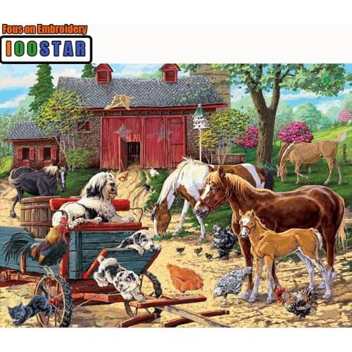 Diy Diamond Painting Cross Stitch Horse ranch Home Decor Square Diamond Mosaic 5D Diamond Embroidery Kits