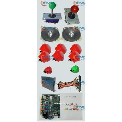 Arcade parts Bundles kit With 60 in1 PCB,16A PowerSupply,red long/short Joystick,sanwa button,Harness,Speaker for Arcade Machine