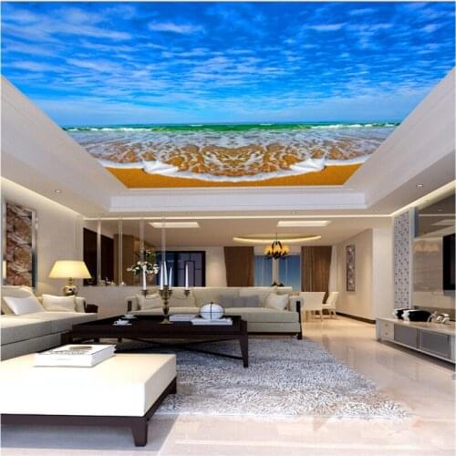 Beibehang Custom wallpaper murals photo blue sky sea beach shells starfish ceiling living room bedroom zenith murals wallpaper