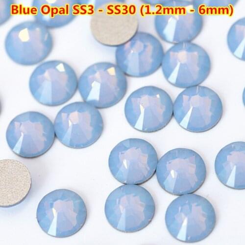 Free Shipping ss3 -ss30 1440pcs Mix Size Rhinestone ss30 ss20 Blue Opal Flat back Crystal Non-Hotfix Glue Nail Art Strass stenen