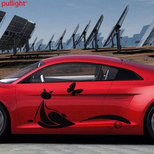 Car Side Decor Vinyl Graphics Decals Stickers Lovely Cat With Butterfly