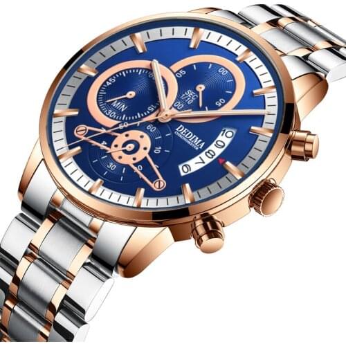 DEDIMA Mens Watches Luxury Top Brand Gold Watch Men Relogio Masculino Automatic Date Watch Quartz Luminous Calendar Wristwatch