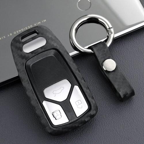 1PC Key Case for Audi A4L New A5 S4 S5 Q7 TT Matte Black Carbon Fiber Rubber Protective Shell Remote Control Cover Key