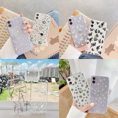 Butterfly Outer Space Phone Case For iPhone 11 Pro 12 Mini XR XS Max X 7 8 Plus 6 6s 5 5s SE 2020 Clear TPU Couples Back Cover