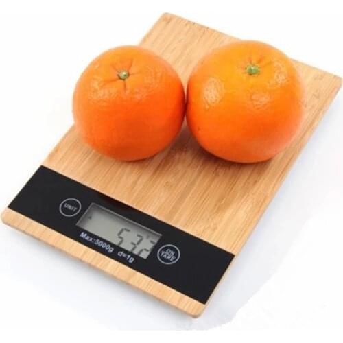 Wooden Kitchen Scale Environmental Wood Food Scale Household Coffee Scale LED Electronic Scale Bamboo Baking Scale 5KG/1g
