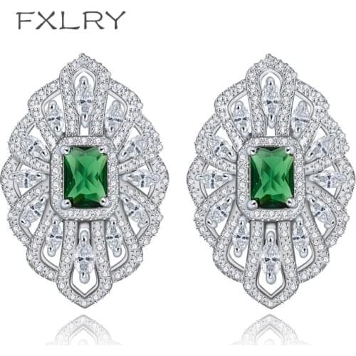 FXLRY New Design Romantic White Color Out micro paved Zircon flowers earring For Gril To Gift Jewelry Free Shipping