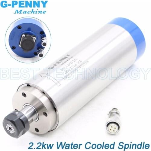 High quality! 2.2kw ER20 water cooled spindle motor 220v / 380v 4pcs bearings high accuracy 0.01mm longer type 80*230mm