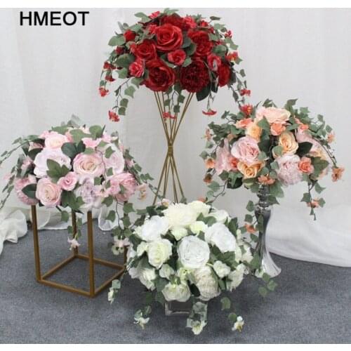 35cm Customized Artificial Flower Ball With Plants Vine Wedding Table Centerpieces Decor Road Lead Flower Party Home Decoration