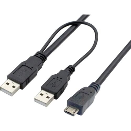 Jimier CY Cable Black Dual A to Micro-B USB 2.0 Y Cable for Sumsang Galaxy S5 Note 3 USB HUB
