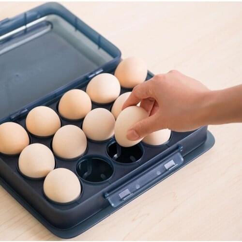 Egg Container 15 Cells Egg Portable Refrigerator Fresh Box Storage Container Case Bins Wild Storage Box Eggs Crisper Kitchen