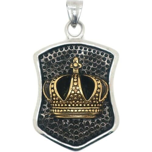 Unisex 316L Stainless Steel Cool Classic Crown Pendant Chain