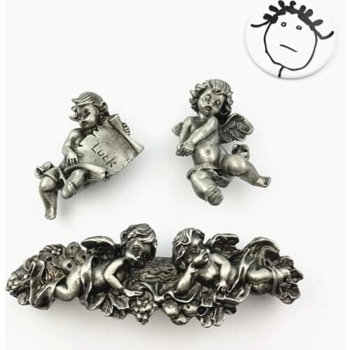 LCH Nordic Style Baby Angles Statues Horse Deer Creative Matte Silver Knob Vintage Lead-Zinc Alloy Cabinet Handle Drawer Pull