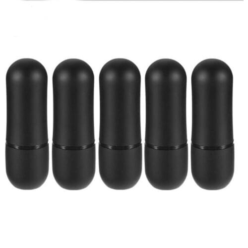 New 5pcs 12.1MM Matt Black Round Empty Lipstick Tubes Refillable DIY Lip Gloss Lip Balm Containers Cosmetic Tool Wholesale