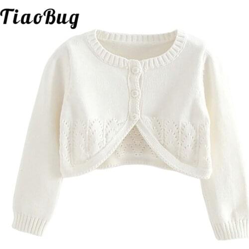 Kids Coats Girls Hollow Out Long Sleeve Cardigan Sweater Bolero Shrug Cover Up Flower Girls Clothes Children Girls Outwear