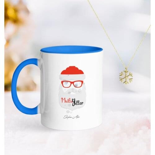 Personalized Santa Claus Blue Mug and Snow Them Kolye-2