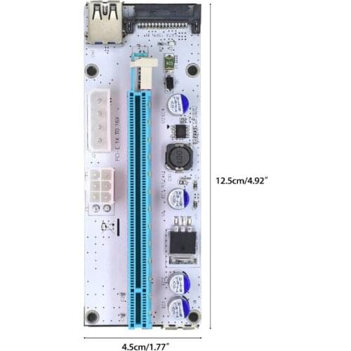 VER008S PCI-E Riser Card 008S PCI Express 1X to 16X Extension 4Pin 6Pin SATA Power LED for Video Card HCCY