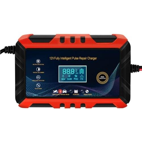 12V 6A Full Automatic Car Battery Charger 110V to 220V LCD Smart Fast Charger for Car Motorcycle Lead-Acid Batteries Charging