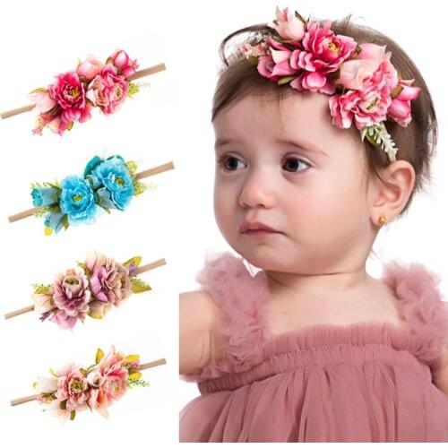 Baby Flower Crown Headband Girls Hair Band Sweet Turban Sweet Kids Toddler Hairbands Newborn Haarband Baby Hair Accessories