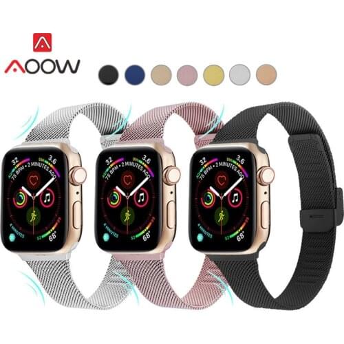 Slim Milanese Loop Strap for Apple Watch 5 4 38mm 42mm 40mm 44mm Stainless Steel Watchband Band Bracelet for iWatch Series 3 2 1