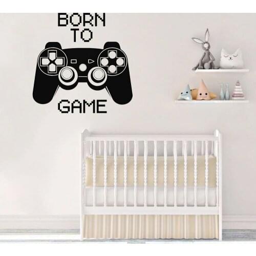 Born To Game Wall Decal Gaming Controller Wall Sticker Vinyl Wall Decal Decoration Game Controllers Wall Removable FY-21