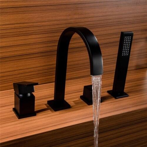 Bathtub faucet waterfall tub Faucet Brass black Bathroom Shower Faucet Bath tub mixer tap polished chrome hot and cold tap