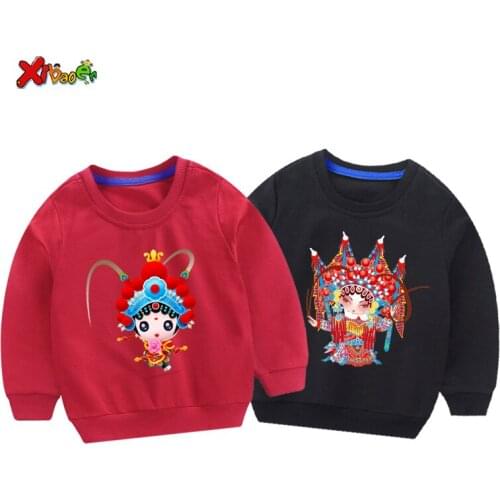 Baby girl sweatshirt hoodie Peking Opera toddler Cotton Hoodies Children Clothes Long Sleeve 2019 white sweatshirt for girl
