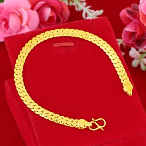 5mm Thin Flat Bracelet Wrist Chain Women Men Jewelry Yellow Gold Filled Classic Fashion Gift