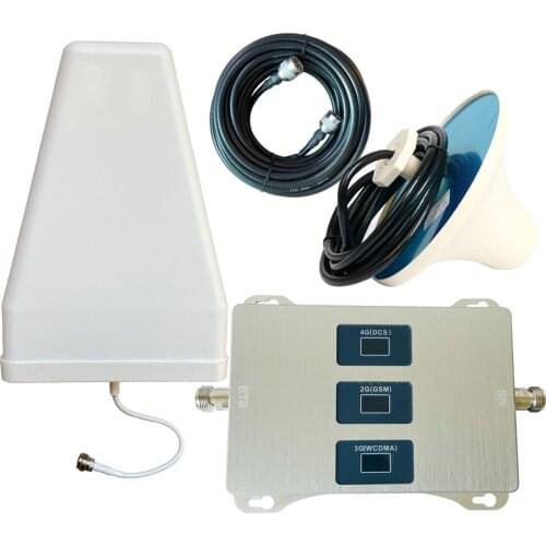 Tri Band Three LCD Display Amplifier 900 1800 2100MHz GSM DCS 3G Universal Signal Booster Intelligent Repeater Kit With Antenna