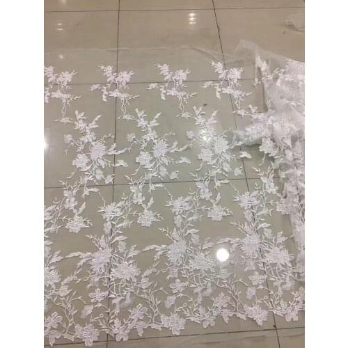 Unique embroidery guipure African lace fabric SYJ-81036 french net lace fabric for bridal dress