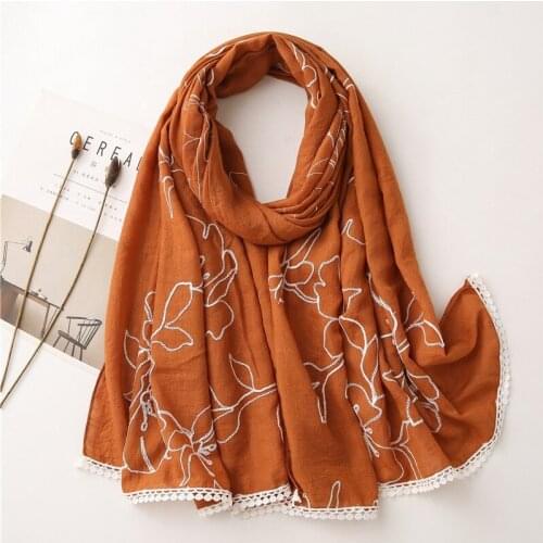 Yishine 2021 Fine Flower Emboridary Fashion Shawl Beach Women Luxury Scarf Elegant Headwrap