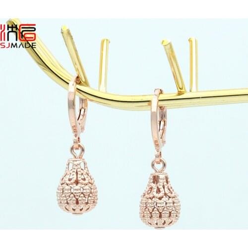 SJMADE Europe America Elegant Fashion Vintage Bohemia Dangle Earrings 585 Rose Gold Ear hook For Women Jewelry Girls Cute Gift