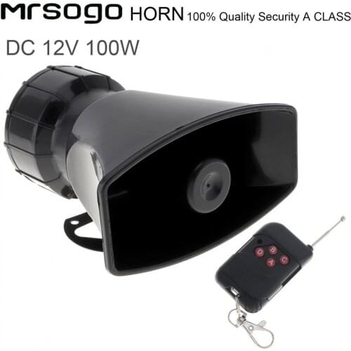 12V 120-150 dB 100W 7 Sounds Loud Car Warning Alarm Police Fire Siren Horn Speaker with Remote Controller
