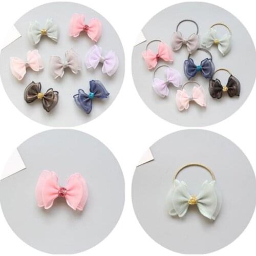 20pcs/lot Transparent Yarn Gift Children Girls Hair Accessories Hair Rope Hairpins Barrettes Kids Bow Boutique Headwear