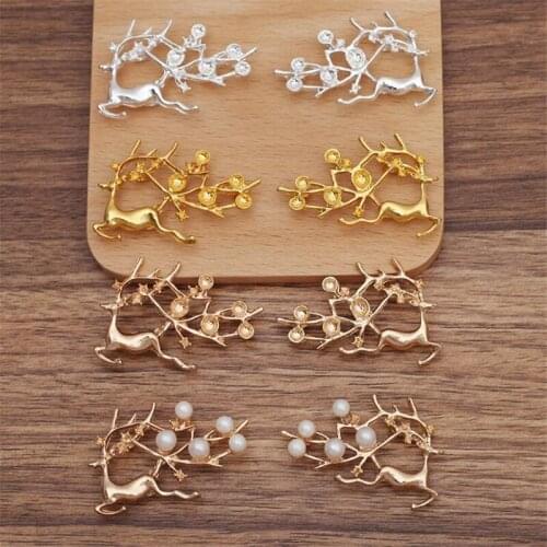 3 Pairs DIY Jewelry Accessories Alloy Materials Flower Slice Deer Charms For Jewelry Making