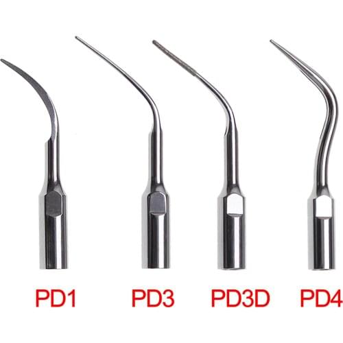 5Pcs (PD1 PD3 PD4 PD3D) Dental Ultrasonic Endo Perio Supragingival Scaling Tips Fit DTE SATELEC Scaler Tips Stainless Steel