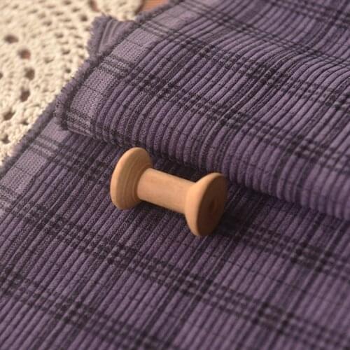 50*150cm Dark Purple Plaid Polyester Corduroy Fabric Fashion Jacket Dress Pants Clothing Handmade Diy Fabric