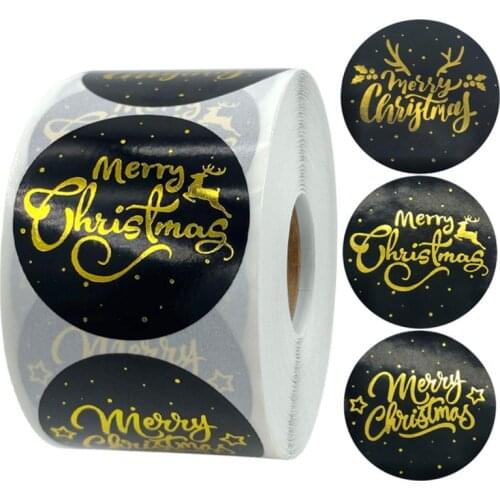 500pcs/roll golden merry Christmas stickers Seal Labels sticker