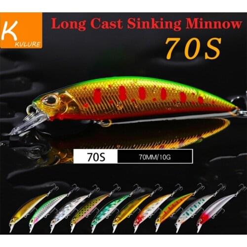 7cm 10g Fishing Lure Minnow Wobbler 70S Long Cast Quickly Sinking Vibration Jerkbait Swimbait Artificial Hard Bait Bass Bait