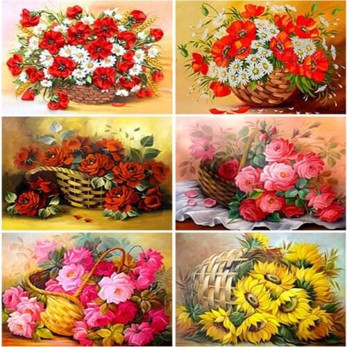 DIY Flower 5D Diamond Painting Full Round Rhinestones Landscape Diamond Embroidery Cross Stitch Kits Home Decor
