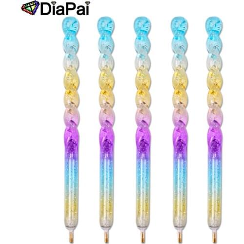 DiaPai Diamond Painting Point Drill Pen Tool 5D DIY Diamond Embroidery Cross Stitch Colorful Rhinestone Point pen Tools Gift