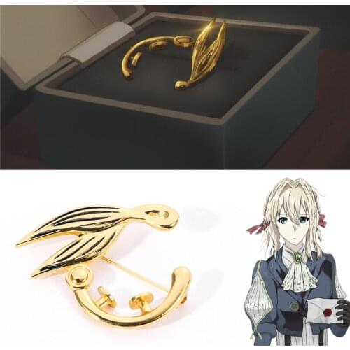 Anime Violet Evergarden Brooch Gold Cosplay Prop Costume Accessories Shoes Wig For Man Women Fashion Jewelry Lapel Pin Gifts