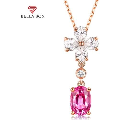 Bella Box Classic 925 Sterling Silver Jewelry Set Pink Zircon Gemstones Earring Pendant Necklace Silver Wedding Party Gift