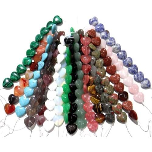 Wholesale 20mm natural stone Quartz crystal tiger eye Turquoises love heart beads for diy Jewelry making Accessories10pcs