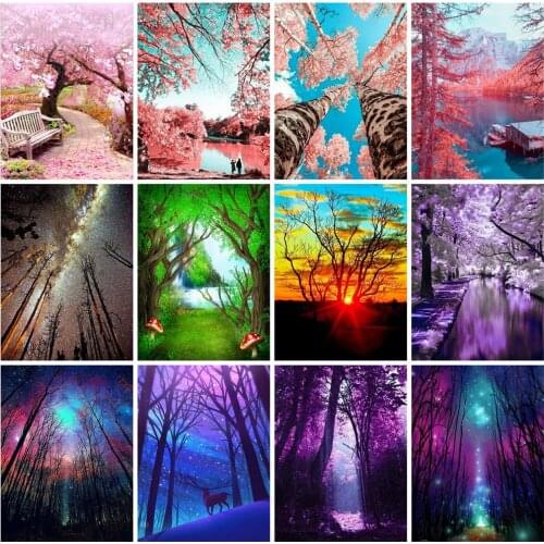 EverShine 5D DIY Diamond Painting Tree Cross Stitch Diamond Embroidery Natural Picture Of Rhinestones Mosaic Kits Wall Decor