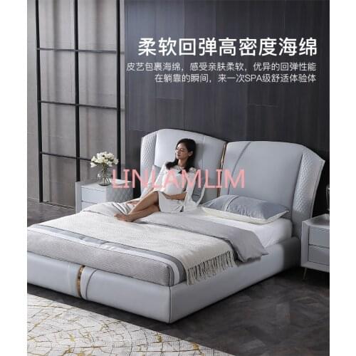 Real Genuine cow leather bed Soft Beds Bedroom camas lit muebles de dormitorio yatak mobilya quarto unique designer furniture