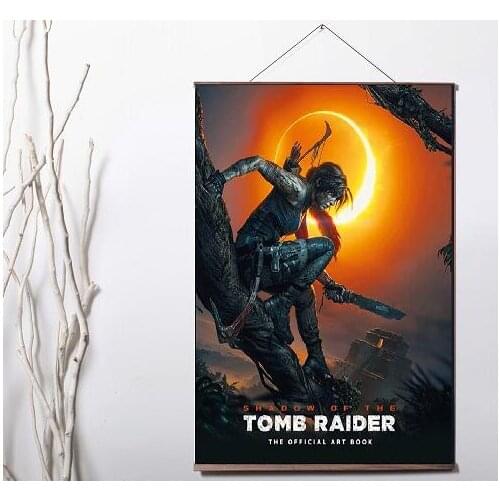 Lot style Shadow of the Tomb Raider Art Canvas print poster decoration painting with solid wood hanging scroll