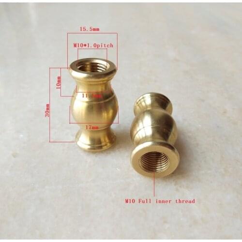 M10 threaded hollow vase tube bamboo joint connector inner thread brass joint connector