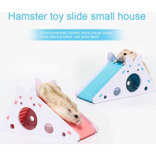 Small Hamster Toy Slide Hut Pvc Assembly Colorful Pig Slide Decoration Golden Silk Bear Supplies Sleeping Nest Accessories